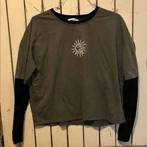 ROMWE‎ Gray Long Sleeve Sun Tee